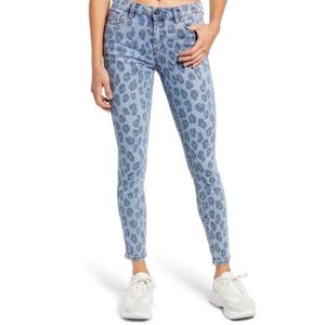 New BLANCNYC blue leopard skinny ankle jean 26 4 S